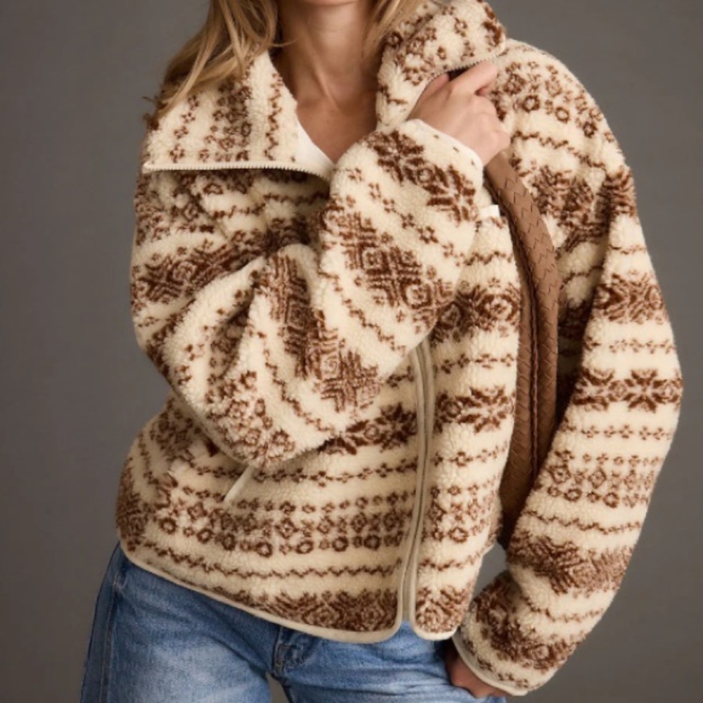 12th Tribe Brown and Cream Teddy Jacket - Picture 1 of 1